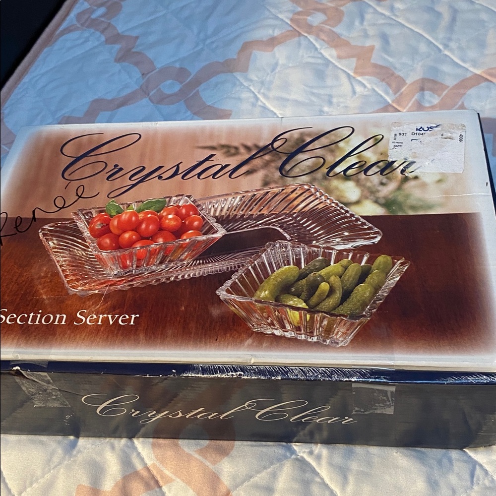 New Crystal Clear 2 Section 3-Piece Server Set.